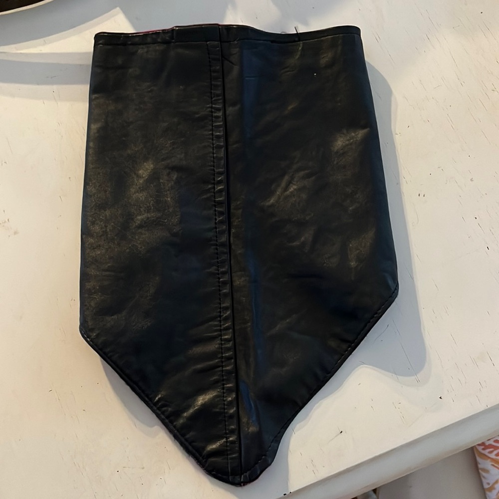 Leather with flannel back neck warmer